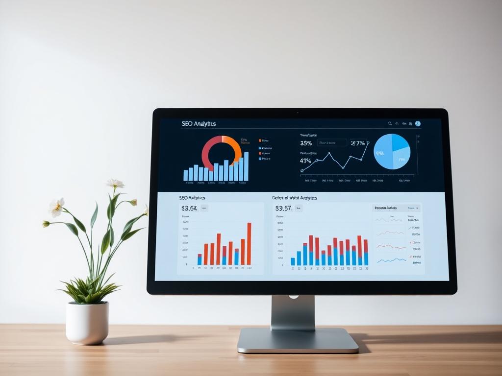 A close up of a computer screen displaying SEO analytics