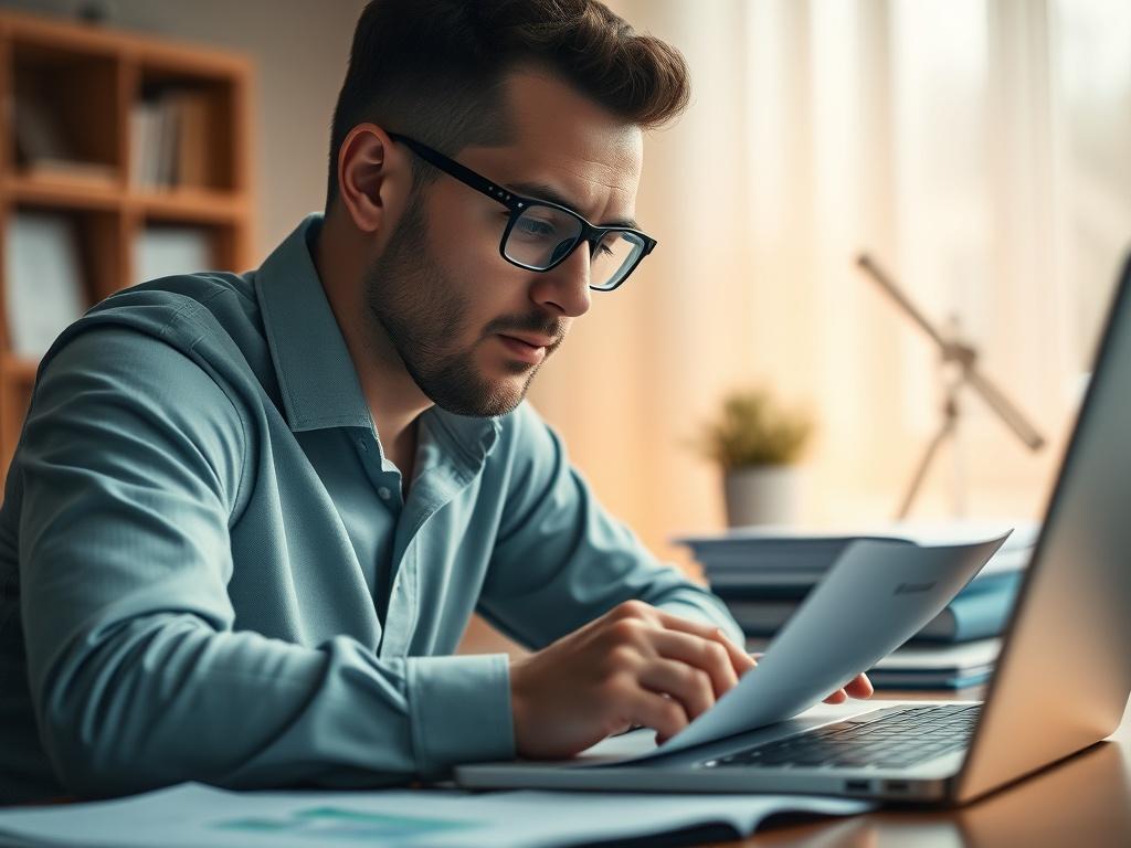 A close up shot of a professional bookkeeper working at