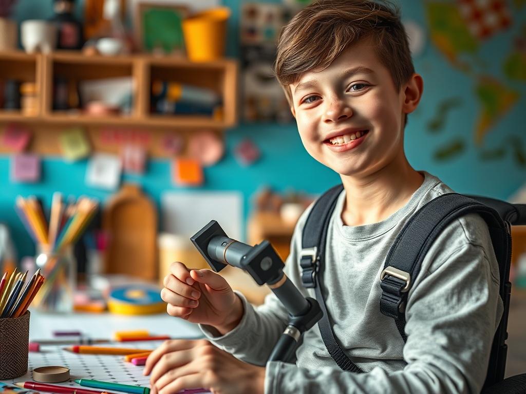 A close up shot of a young individual with a