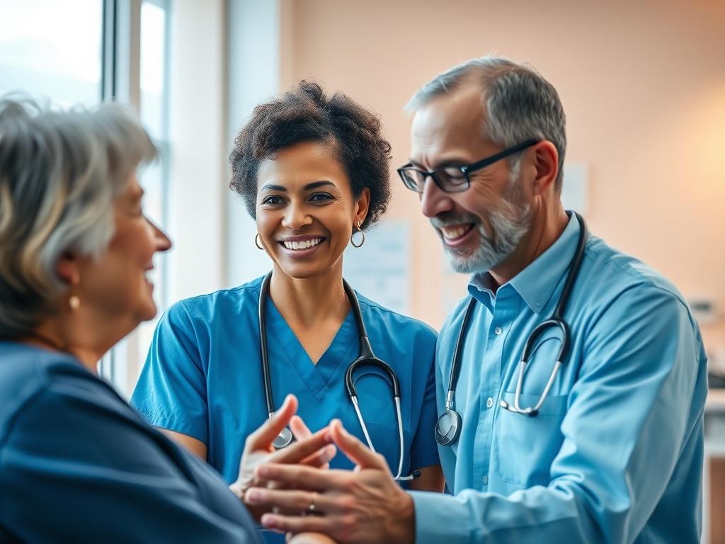 A close up shot of a compassionate healthcare professional discussing