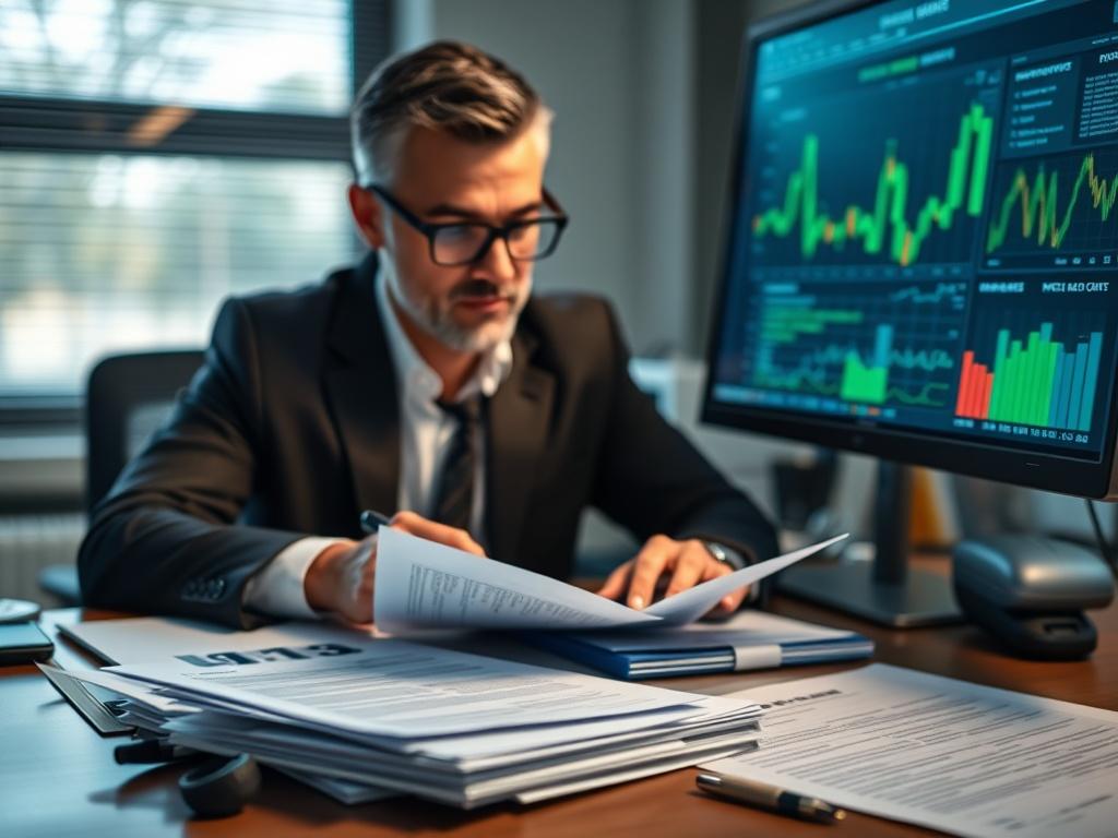 An image of a professional reviewing applications on a desk