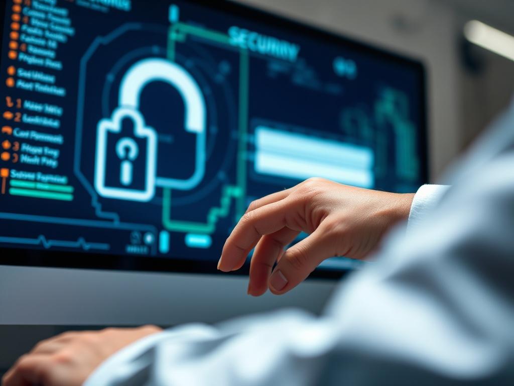 A close up of a technician entering login details on