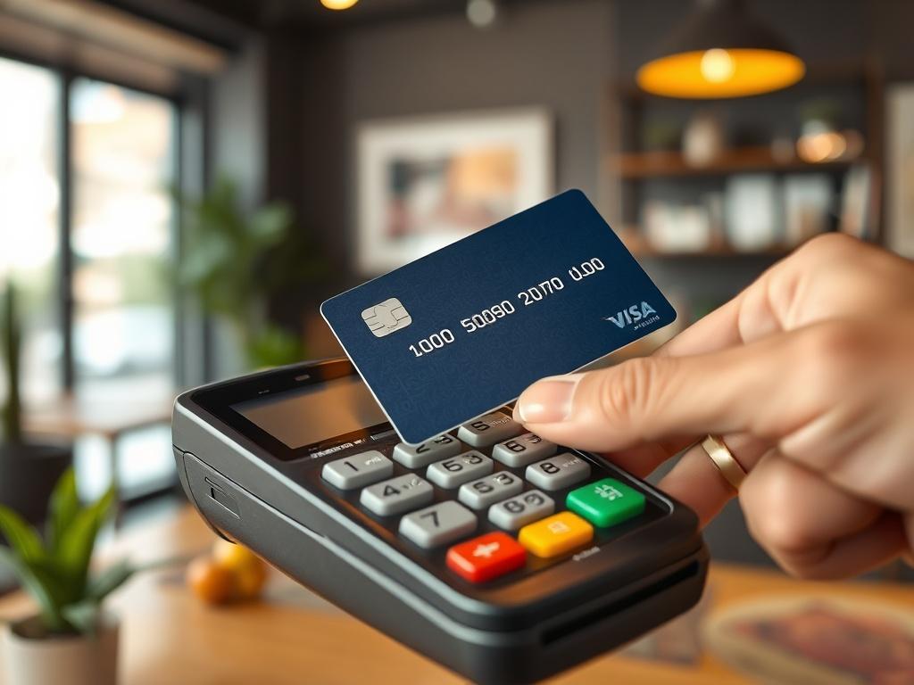 **AI Image Generation Prompt:**

Create a realistic high-resolution photo that encapsulates the essence of a financial transaction through a credit card swipe for cash. The composition should be simple and clear, featuring a close-up shot of a single hand holding a modern credit card as it glides through a sleek, professional card reader. Focus on the intricate details of the card and the reader, emphasizing the transaction process. 

In the background, include a subtly blurred environment that represents a