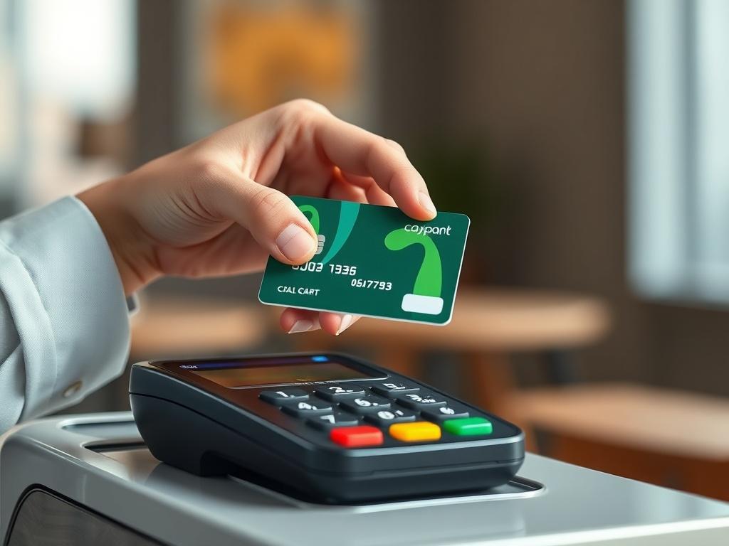 **Prompt for AI Image Generation:**

Create a realistic high-resolution image that visually represents the concept of "Credit Card Swipe for Cash" as an essential aspect of personal finance management. The image should feature a single subject: a hand holding a modern credit card while poised above a sleek, state-of-the-art card reader, capturing the action of swiping the card. 

Composition should be minimalist and clear, focusing solely on the hand and the credit card, with a softly blurred background tha