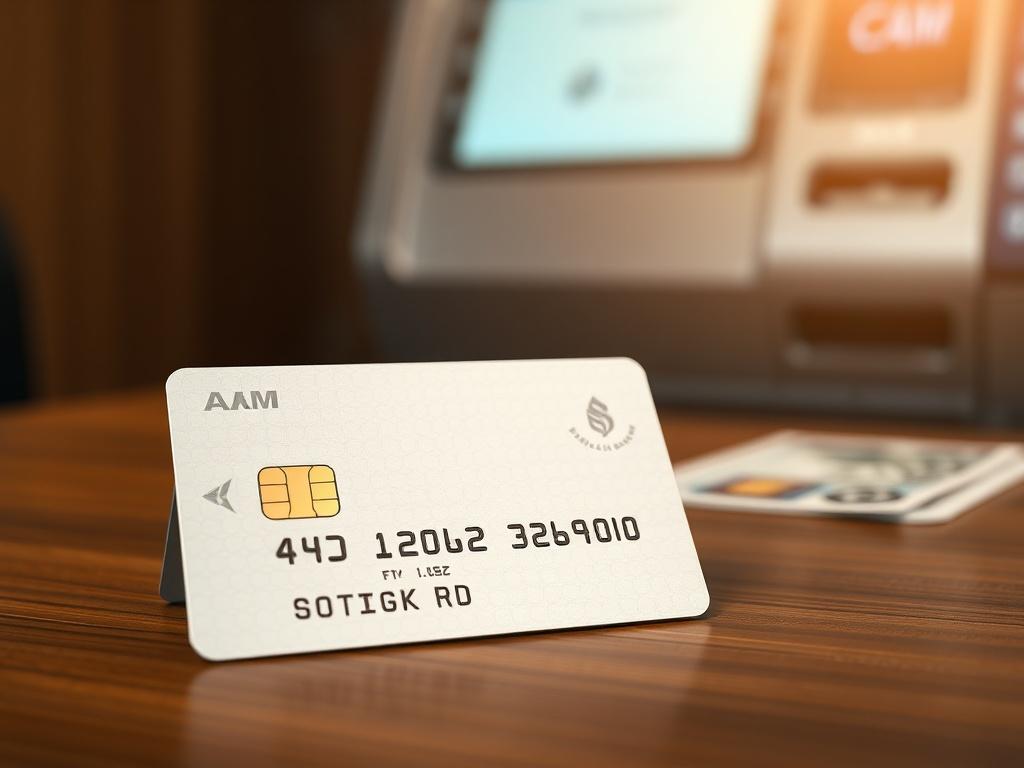 **AI Image Generation Prompt:**

Create a realistic high-resolution photo that visualizes the theme of "The Mechanisms of Instant Cash on Credit Cards: A Comprehensive Overview". The composition should focus on a single, large credit card placed prominently in the center of the frame, displayed elegantly on a wooden table. The credit card should have a sleek design, showcasing its chip and strip without any branding or personal details. 

In the background, softly blur a representation of a cash register or