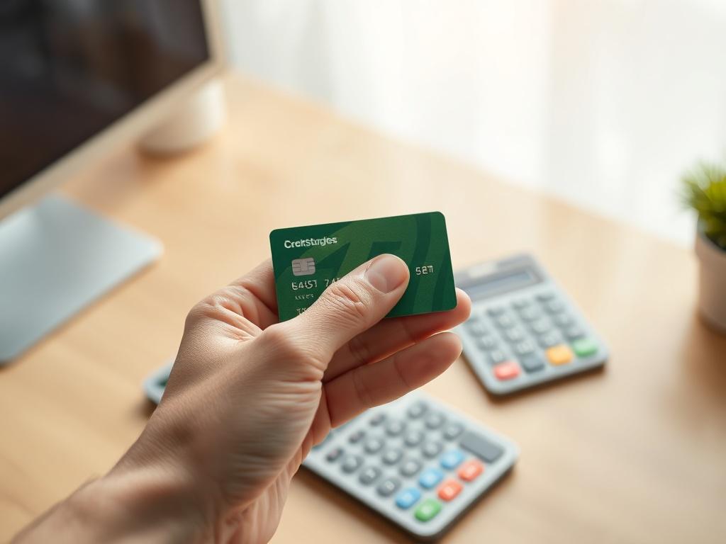 **AI Image Generation Prompt:**

Create a realistic high-resolution photo that captures the essence of quick liquidity through cash against a credit card. The primary subject should be a single hand holding a credit card prominently displayed in the foreground. The hand should appear confident and steady, symbolizing financial empowerment and ease. 

In the background, feature a simple yet modern setting that hints at a financial environment, such as a sleek desk with a smartphone and a calculator subtly bl