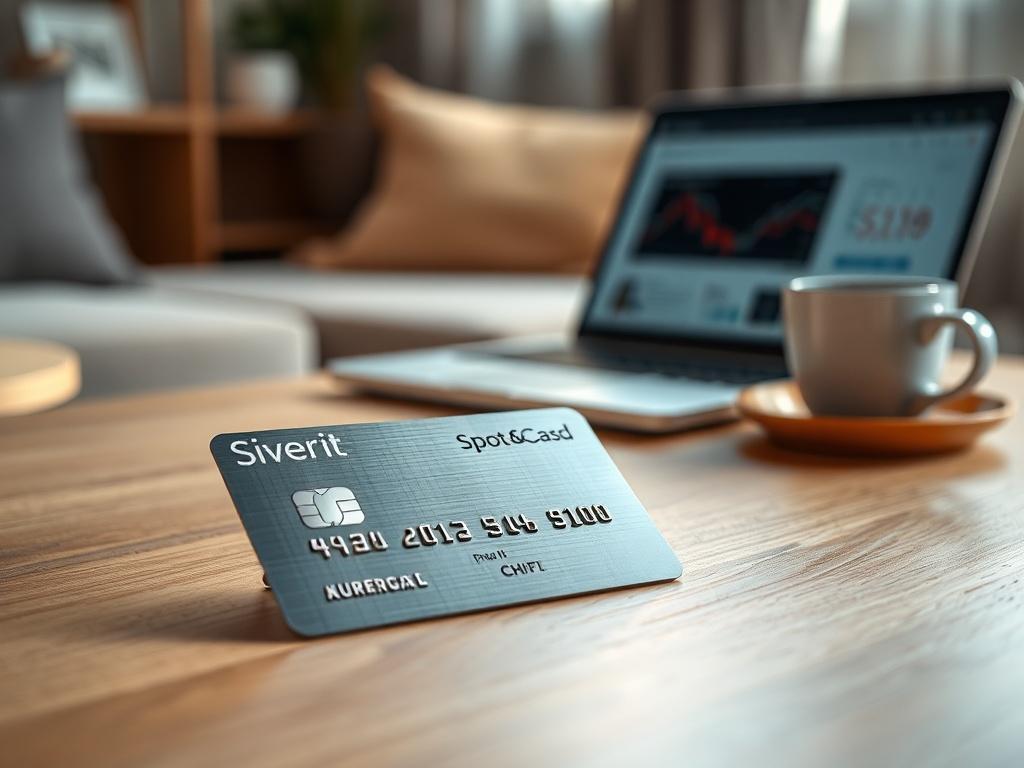 **AI Image Generation Prompt:**

Create a hyper-realistic, high-resolution image that visually represents the blog titled "The Pros and Cons of Using Spot Cash on Your Credit Card." Focus on a single subject in the foreground: a sleek, modern credit card placed prominently on a polished wooden table. The credit card should reflect a metallic sheen, showcasing its intricate design and chip technology.

In the background, maintain a soft-focus ambiance of a cozy, inviting living space. Incorporate elements su