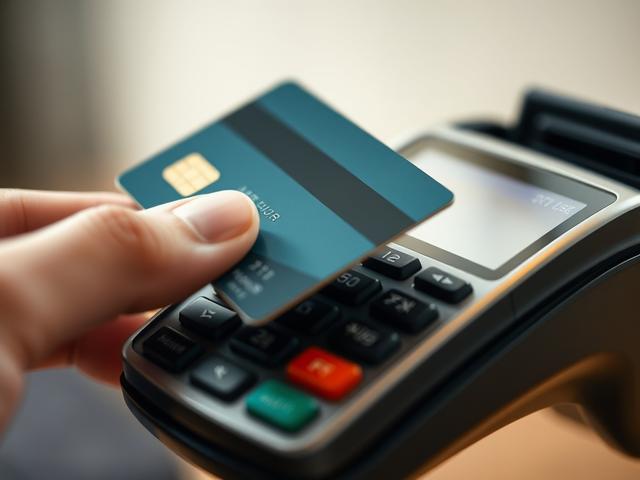 **AI Image Generation Prompt:**

Create a hyper-realistic, high-resolution close-up photograph that captures the essence of a credit card swipe for cash. The composition should be simple and clear, featuring a single credit card in focus. The card should be held in a person’s hand, revealing the magnetic stripe as it is being swiped through a sleek, modern card reader. 

The background should be subtly blurred to keep the focus on the credit card and card reader, utilizing soft, neutral tones to convey a pr
