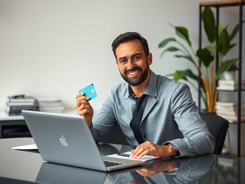 **Prompt for AI Image Generation:**

Create a realistic high-resolution photo that visually encapsulates the theme of financial services, particularly focusing on instant cash options against credit cards. The photo should prominently feature a single subject: a confident and friendly financial advisor sitting at a sleek, modern desk. The advisor should be engaged in a consultation, showing a credit card in one hand while pointing to a financial document or a laptop screen with graphs and figures in the oth