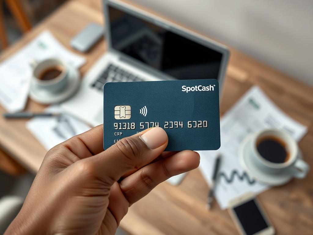 **Prompt for AI Image Generation:**

Create a realistic high-resolution photograph that visually represents the blog title "The Impact of Spot Cash on Your Credit Card Balance: Insights and Tips." The composition should be simple and clear, featuring a single subject against a softly blurred background that suggests a professional yet inviting atmosphere.

The subject of the image should be a close-up of a person's hand holding a credit card, positioned in a way that highlights the chip and branding clearly