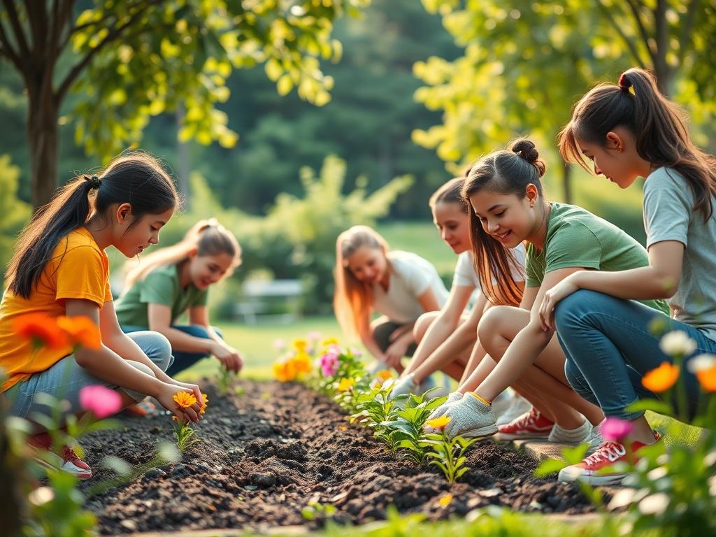 A group of young individuals actively participating in a community
