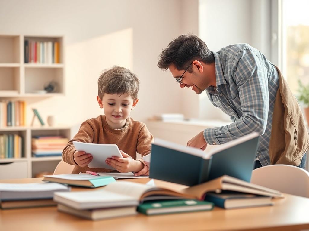 A young student sitting at a desk, engaged in a