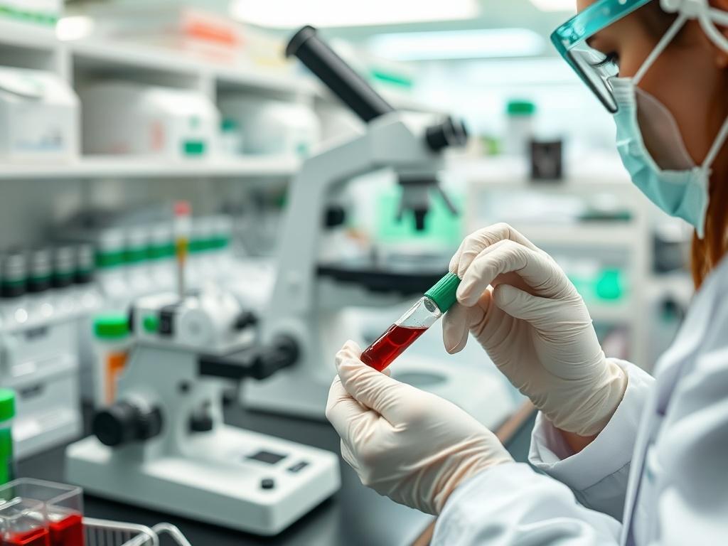 A close up shot of a blood sample being analyzed