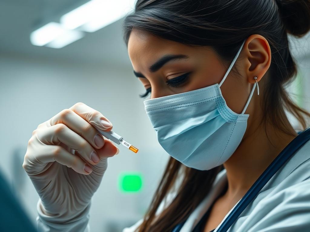 A close up shot of a healthcare professional administering a