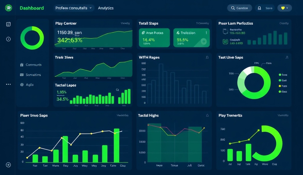 Professional tennis performance analytics dashboard with charts and metrics