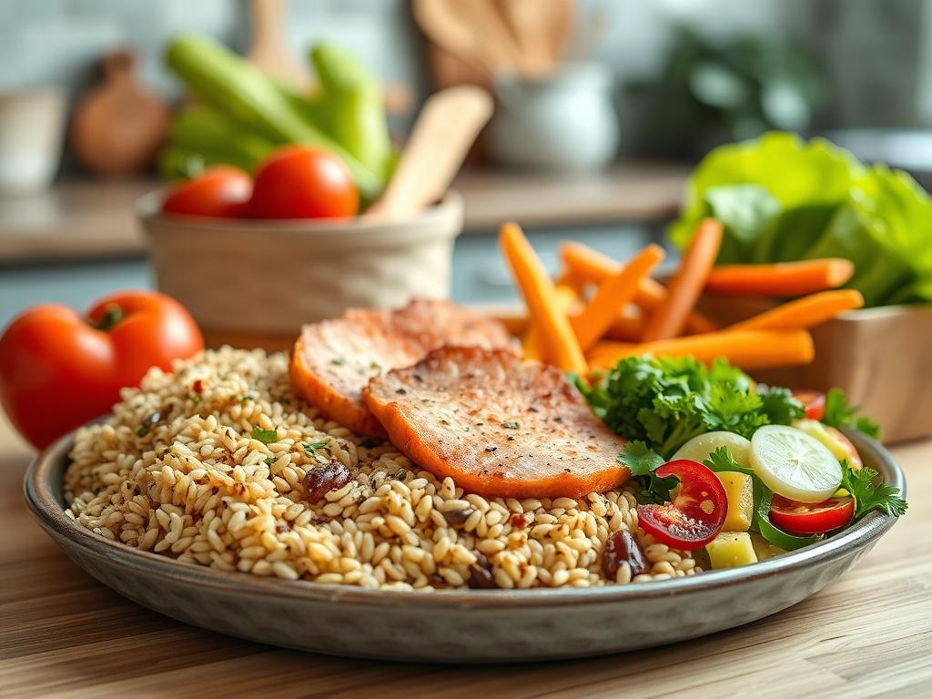 A close up shot of a heart healthy meal with