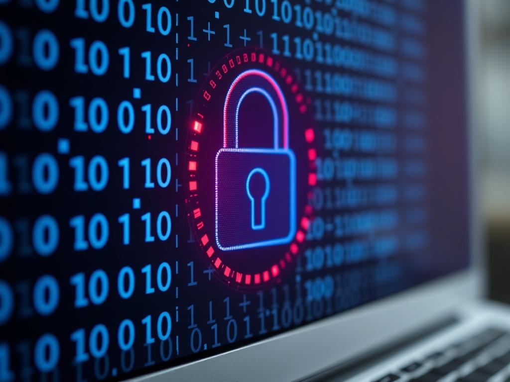 A close up shot of a digital security lock symbol