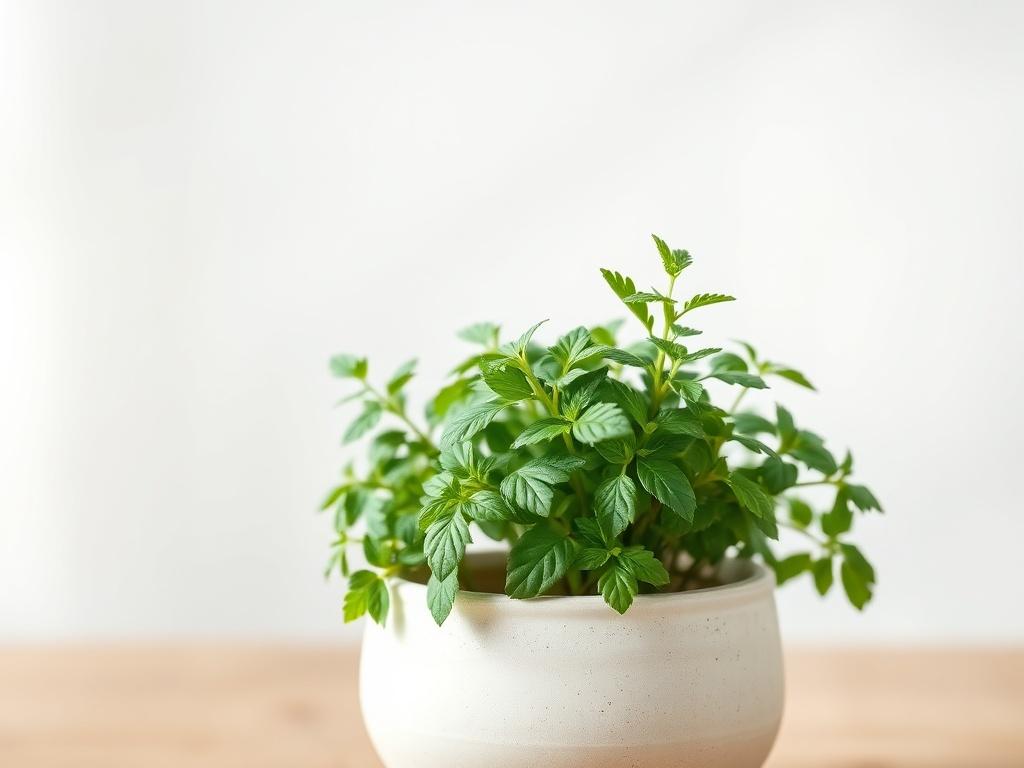 A serene and peaceful scene featuring a single, vibrant green