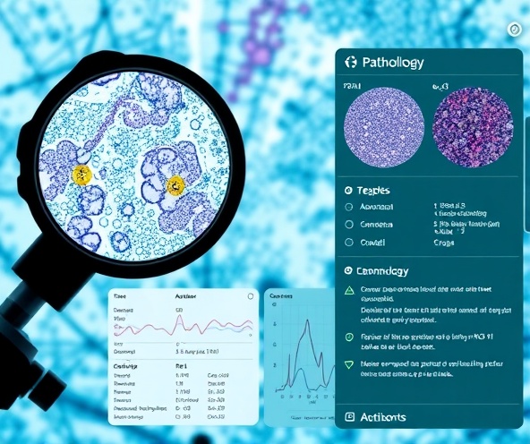 Pathology microscopy analysis interface showing tissue classification