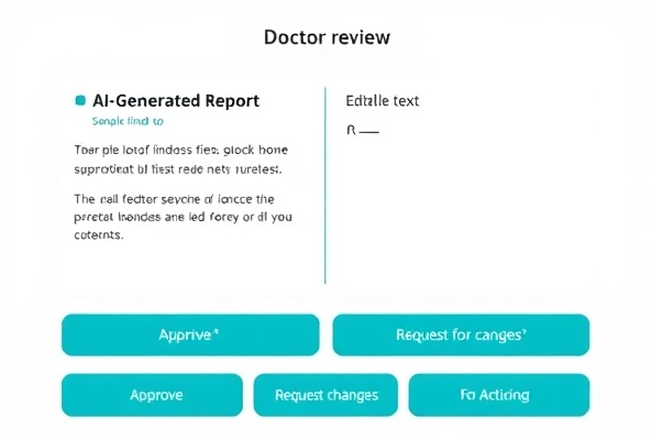 Doctor review and approval panel with editing capabilities and action buttons