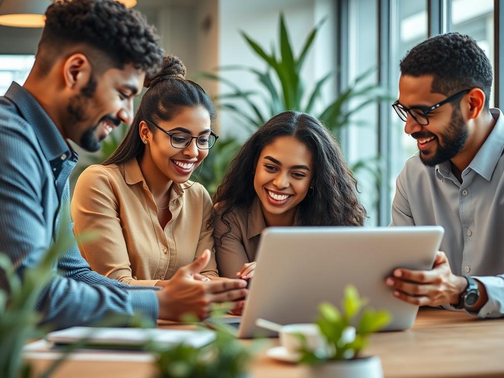 A close up of a diverse group of professionals in