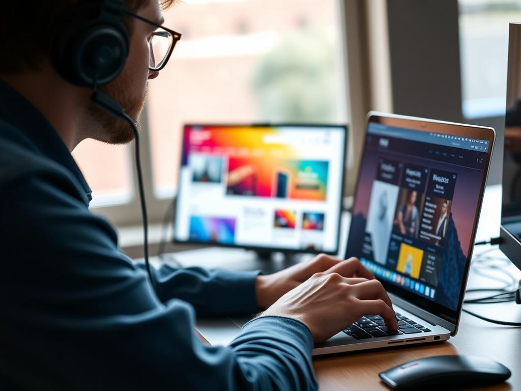 A close up of a web developer working on a