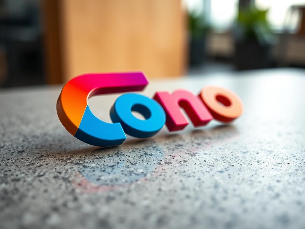 A hyper realistic close up shot of a modern logo