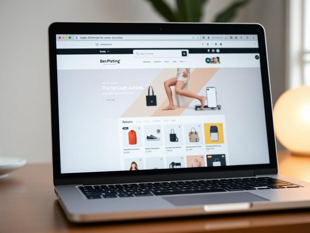 A close up of an e commerce website on a