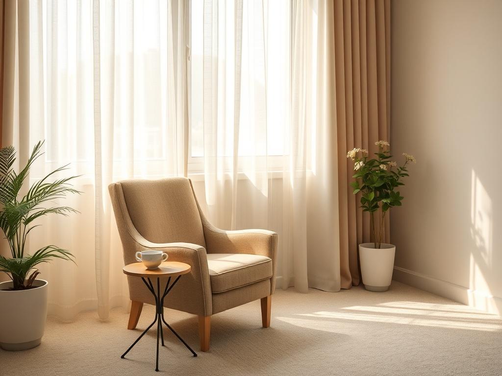 A serene counseling room with soft, neutral tones  A