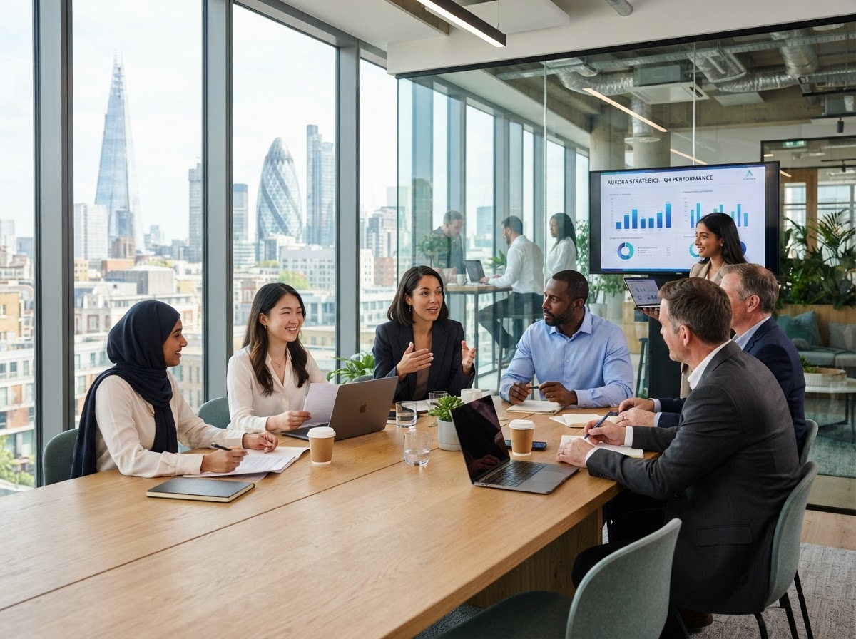 The Atlas Aura team collaborating in a modern London office
