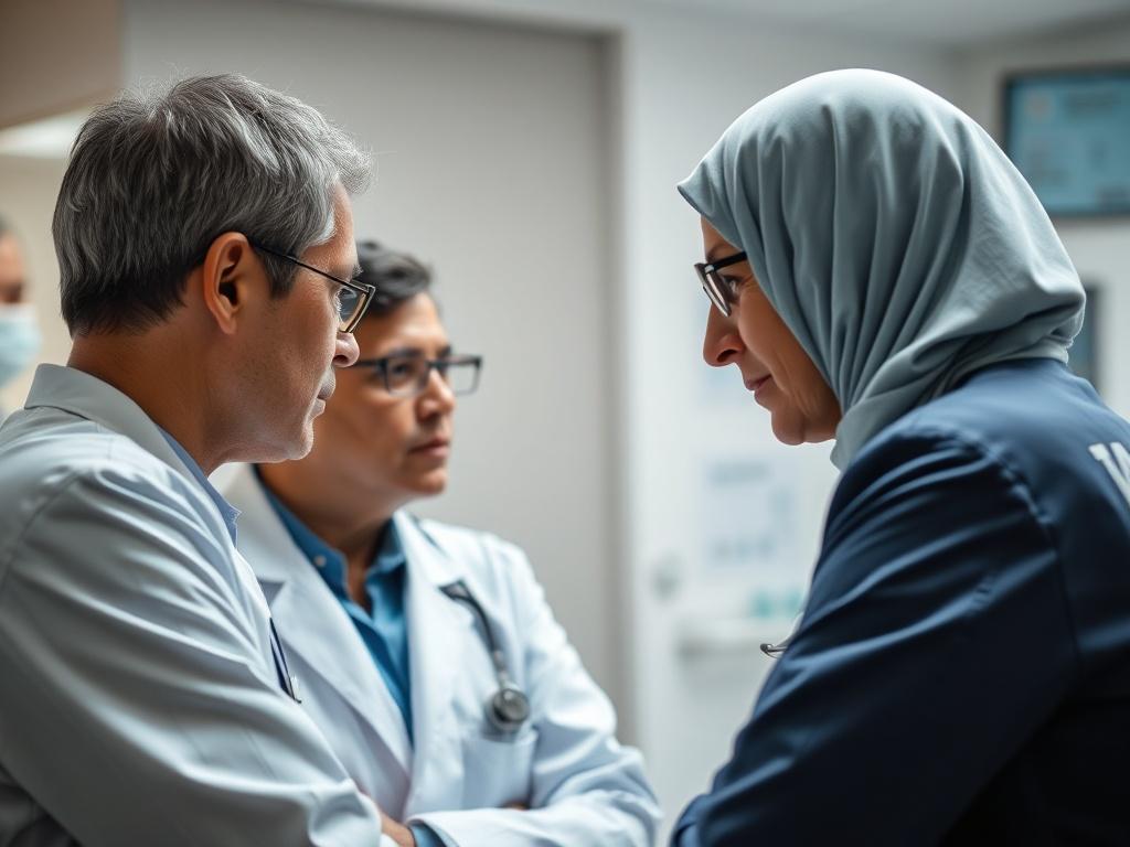 An image capturing a healthcare professional engaged in a confidential
