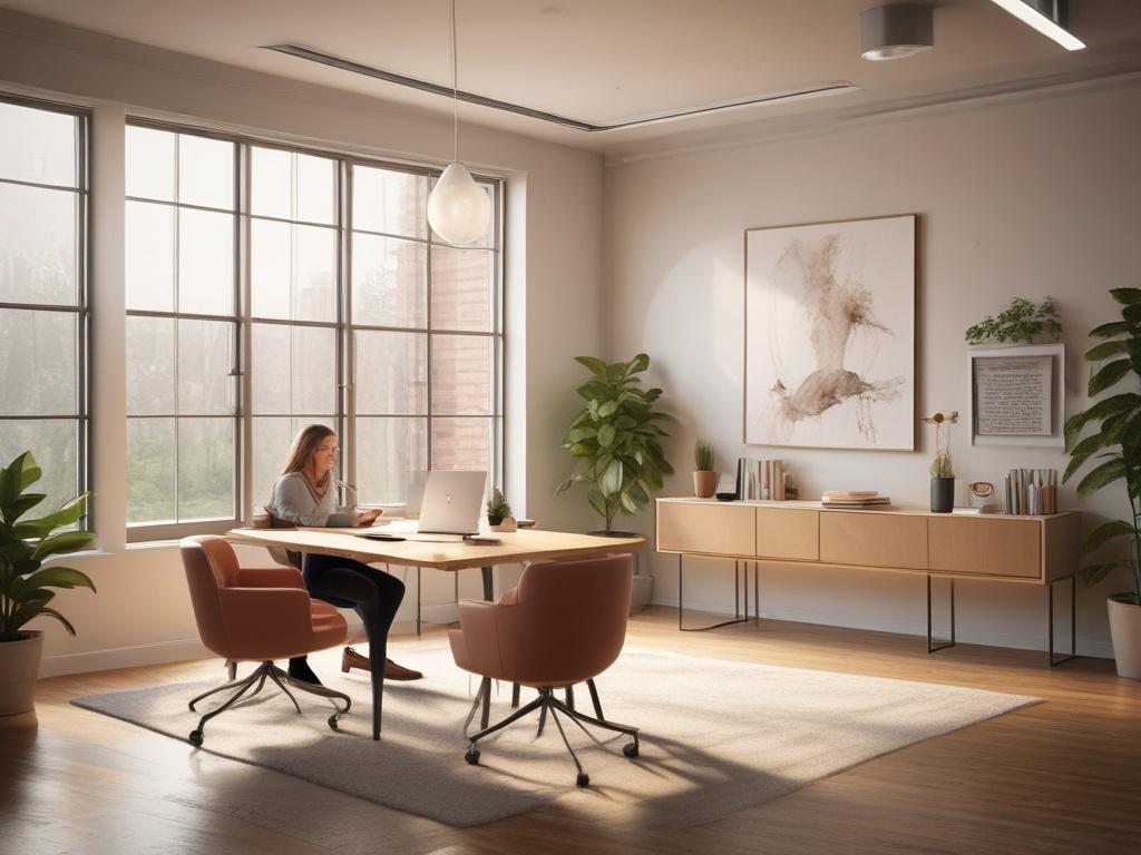 A serene and inviting office space with a mentor and