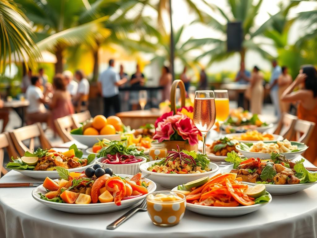 A vibrant, high resolution image of a beautifully set brunch