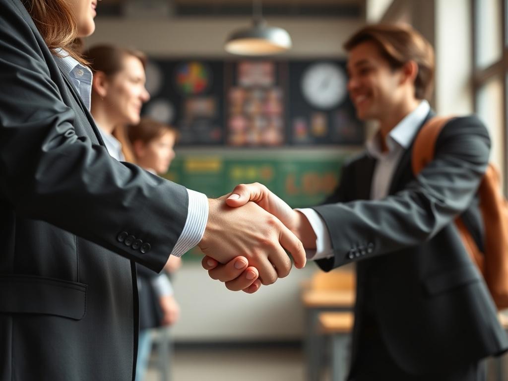 A close up shot of a handshake between two professionals