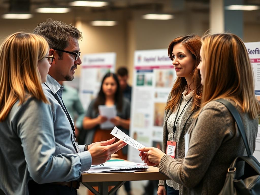 A close up shot of an HR representative explaining benefit