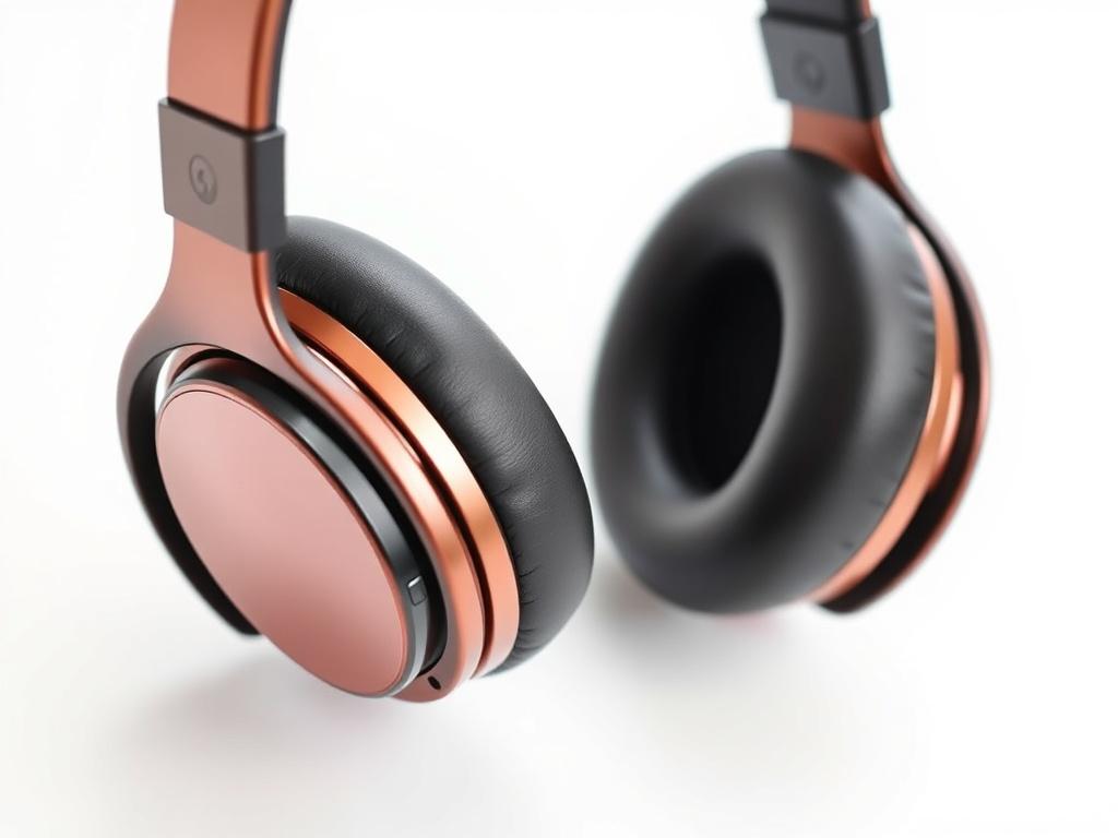 A close up shot of stylish wireless headphones, displayed on
