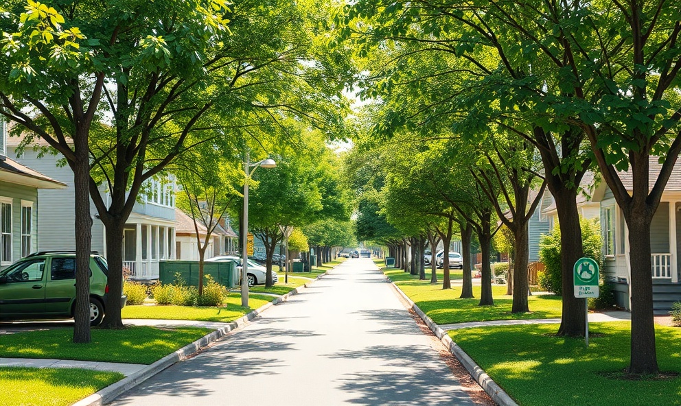 Clean green neighborhood with sustainable community