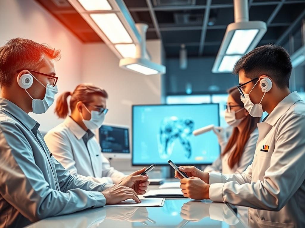 A training session in a modern dental office with professionals