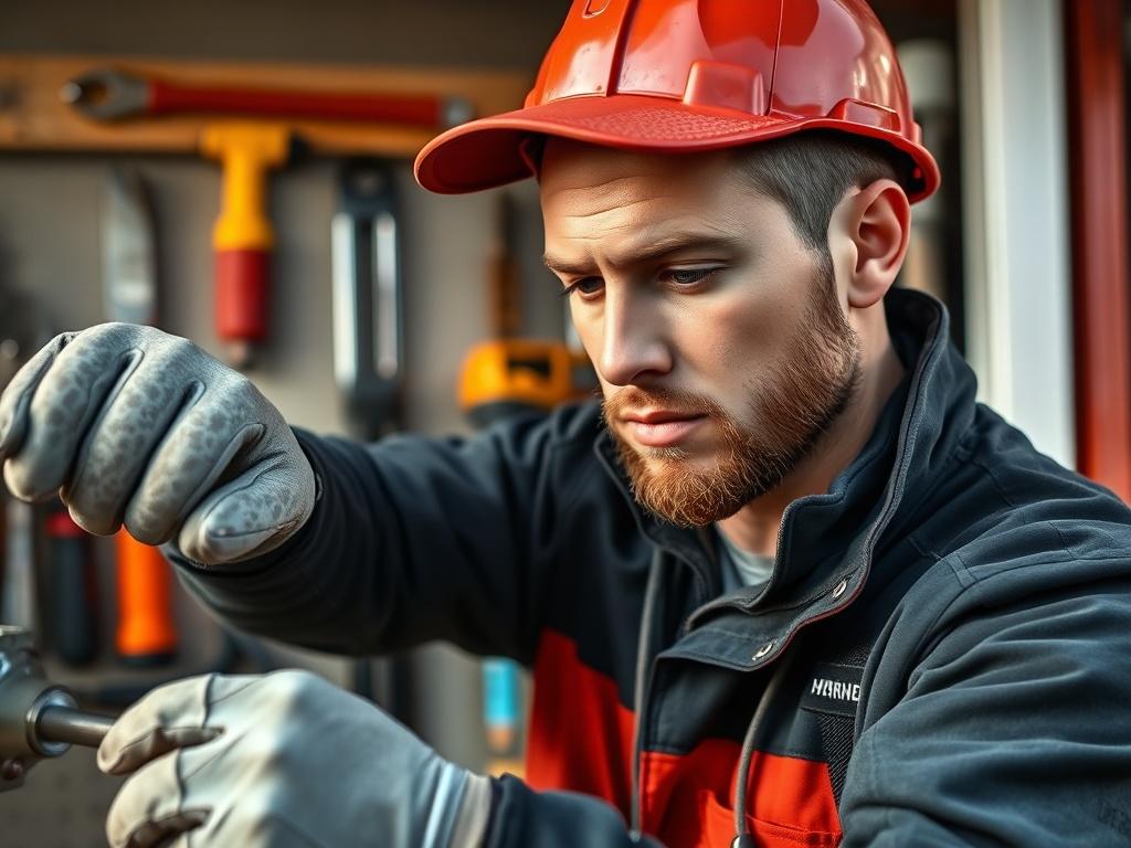 A close up shot of a maintenance technician inspecting a