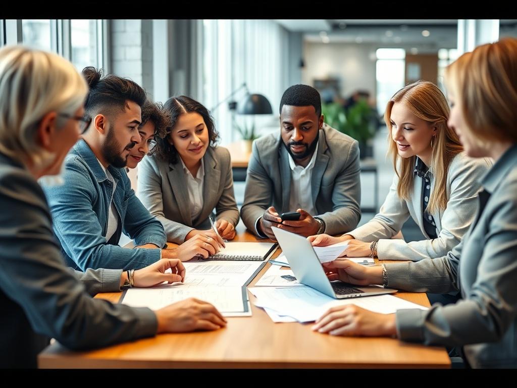 A hyper realistic close up shot of a diverse team