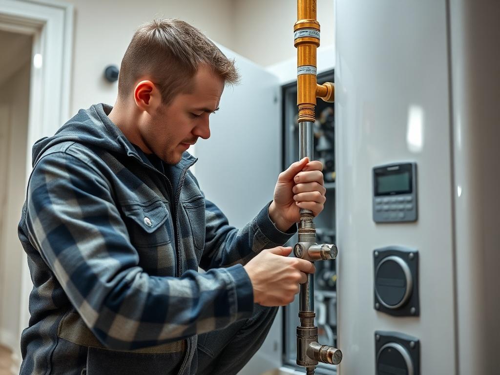 A close up shot of a technician installing a biomass
