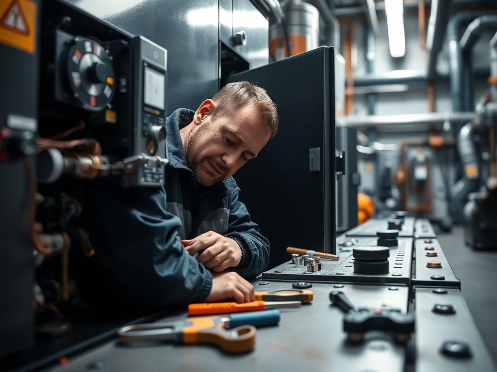 A close up shot of a technician inspecting a biomass