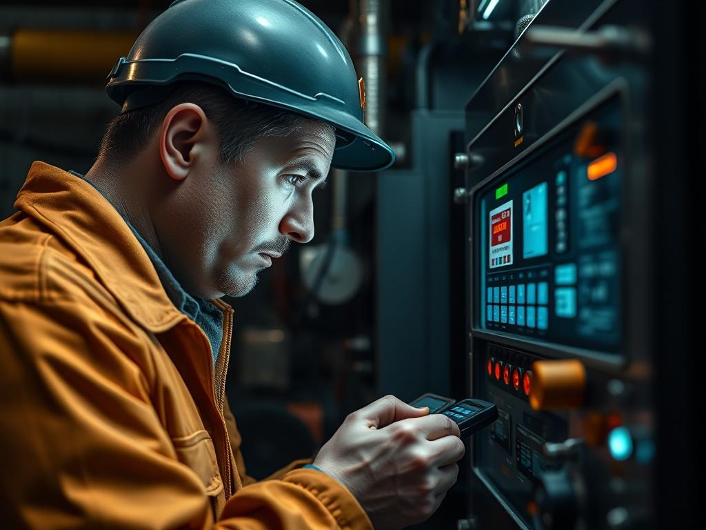 A close up shot of a technician diagnosing a malfunctioning