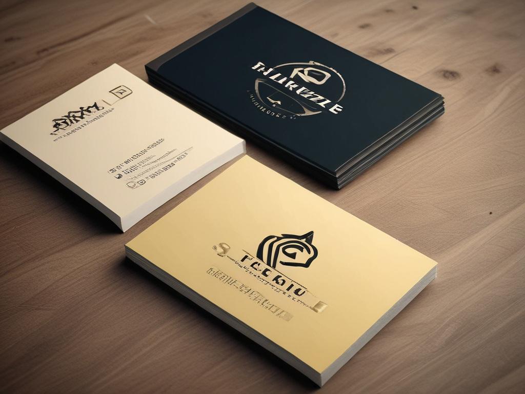 A hyper-realistic close-up shot of a beautifully designed logo on a sleek business card. The logo should be vibrant and eye-catching, showcasing a unique design. The background should be a soft, blurred office setting that suggests creativity and professionalism. The colors should be in harmony with the primary color palette of rgb(193, 153, 87).