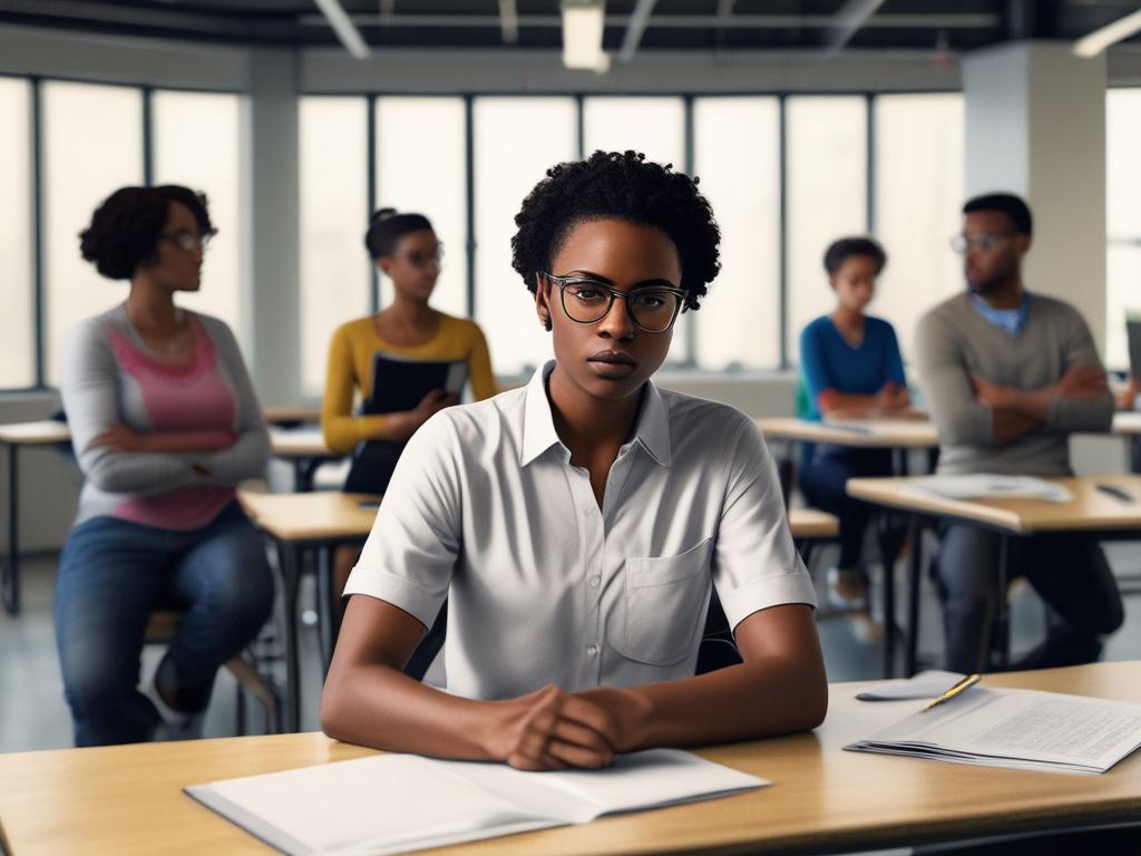 A focused and inspiring classroom setting, featuring a diverse group