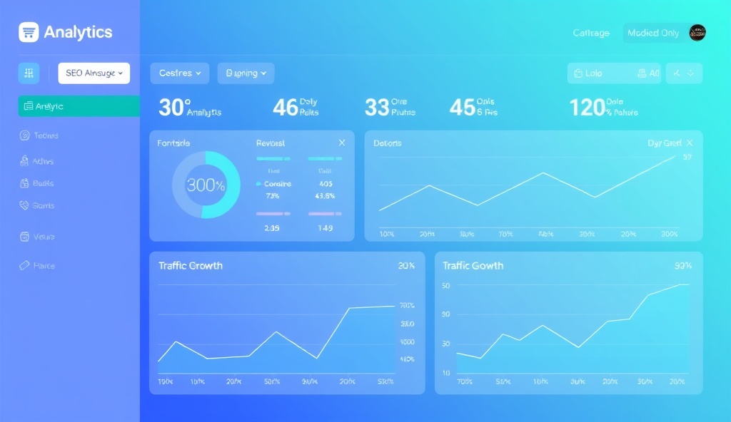 Dashboard showing improved metrics for SEO, performance, and conversions