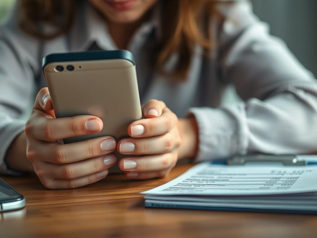 A close up of a person holding a phone with