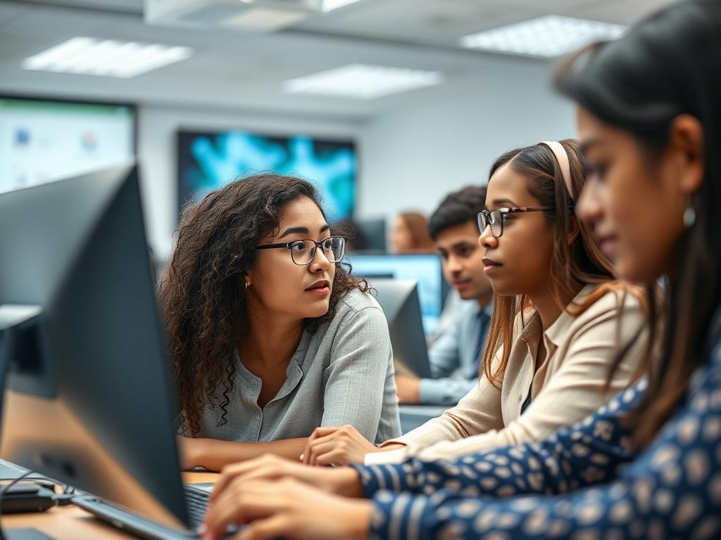 A close up shot of a diverse group of learners