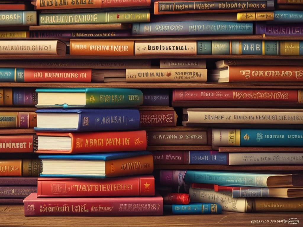 A high-resolution image of a stack of motivational books authored by Bisong Simon Egoh, neatly arranged on a wooden table. The books are displayed with vibrant covers and are partially open, inviting readers. The background features a cozy reading corner with a warm light and a comfortable chair, creating an inviting atmosphere.