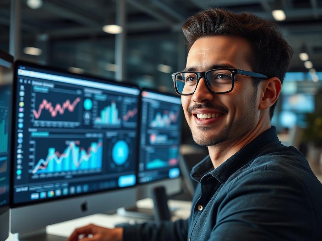 A hyper realistic image of a confident entrepreneur in a